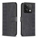 For Xiaomi Redmi Note 13 4G Global Plaid Embossed Leather Phone Case(Black)