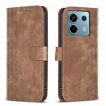 For Xiaomi Redmi Note 13 Pro 4G Global Plaid Embossed Leather Phone Case(Brown)