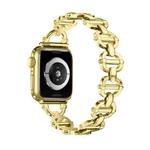 Ladder Buckle Metal Watch Band For Apple Watch 7 45mm(Gold)