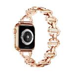 Ladder Buckle Metal Watch Band For Apple Watch 9 45mm(Rose Gold)