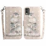 For Nokia C32 3D Colored Horizontal Flip Leather Phone Case(Squirrels)