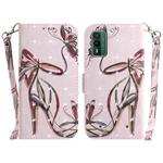 For Nokia XR21 3D Colored Horizontal Flip Leather Phone Case(Butterfly High-heeled)