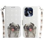 For Tecno Spark 10 Pro 3D Colored Horizontal Flip Leather Phone Case(Pug)