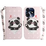 For Tecno Spark 10 Pro 3D Colored Horizontal Flip Leather Phone Case(Heart Panda)