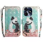 For Tecno Spark 10 Pro 3D Colored Horizontal Flip Leather Phone Case(Black White Cat)