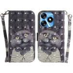 For Tecno Spark 10 / Spark 10C 3D Colored Horizontal Flip Leather Phone Case(Hug Cat)