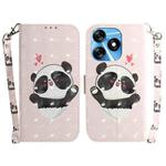 For Tecno Spark 10 / Spark 10C 3D Colored Horizontal Flip Leather Phone Case(Heart Panda)