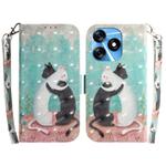 For Tecno Spark 10 / Spark 10C 3D Colored Horizontal Flip Leather Phone Case(Black White Cat)