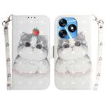 For Tecno Spark 10 / Spark 10C 3D Colored Horizontal Flip Leather Phone Case(Cute Cat)