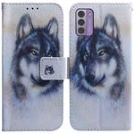 For Nokia G42 Coloured Drawing Flip Leather Phone Case(White Wolf)