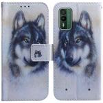 For Nokia XR21 Coloured Drawing Flip Leather Phone Case(White Wolf)