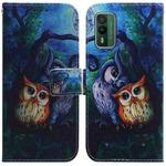 For Nokia XR21 Coloured Drawing Flip Leather Phone Case(Oil Painting Owl)