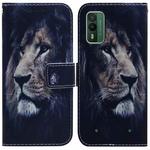 For Nokia XR21 Coloured Drawing Flip Leather Phone Case(Lion)