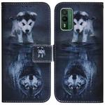 For Nokia XR21 Coloured Drawing Flip Leather Phone Case(Wolf and Dog)