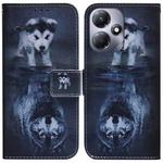 For Infinix Hot 30 Play Coloured Drawing Flip Leather Phone Case(Wolf and Dog)