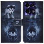 For Infinix Note 30 Coloured Drawing Flip Leather Phone Case(Wolf and Dog)