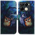 For Infinix Note 40 Pro+ 5G Coloured Drawing Flip Leather Phone Case(Oil Painting Owl)