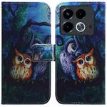 For Infinix Note 40 4G Coloured Drawing Flip Leather Phone Case(Oil Painting Owl)