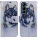 For Infinix Hot 50 4G Coloured Drawing Flip Leather Phone Case(White Wolf)