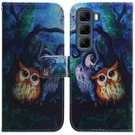 For Infinix Hot 50 4G Coloured Drawing Flip Leather Phone Case(Oil Painting Owl)