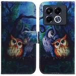 For Infinix Note 40 5G Coloured Drawing Flip Leather Phone Case(Oil Painting Owl)