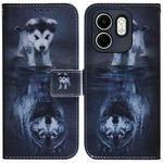 For Infinix Hot 50i / Smart 9 Coloured Drawing Flip Leather Phone Case(Wolf and Dog)