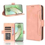 For Motorola Edge 40 Skin Feel Calf Texture Card Slots Leather Phone Case(Pink)