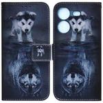 For Tecno Pova 5 Coloured Drawing Flip Leather Phone Case(Wolf and Dog)