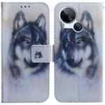 For Tecno Spark 10 5G Coloured Drawing Flip Leather Phone Case(White Wolf)