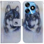 For Tecno Spark 10 / Spark 10C Coloured Drawing Flip Leather Phone Case(White Wolf)