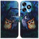 For Tecno Spark 10 / Spark 10C Coloured Drawing Flip Leather Phone Case(Oil Painting Owl)