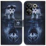 For Tecno Camon 20 Pro 4G / 20 Coloured Drawing Flip Leather Phone Case(Wolf and Dog)
