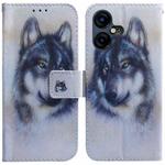 For Tecno Pova Neo 3 Coloured Drawing Flip Leather Phone Case(White Wolf)