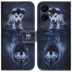 For Tecno Pova Neo 3 Coloured Drawing Flip Leather Phone Case(Wolf and Dog)