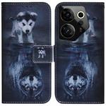 For Tecno Camon 20 Premier 5G Coloured Drawing Flip Leather Phone Case(Wolf and Dog)