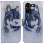 For Tecno Pova 5 Pro Coloured Drawing Flip Leather Phone Case(White Wolf)