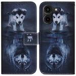 For Tecno Pova 5 Pro Coloured Drawing Flip Leather Phone Case(Wolf and Dog)