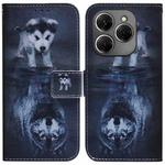 For Tecno Spark 20 Pro Coloured Drawing Flip Leather Phone Case(Wolf and Dog)