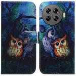 For Tecno Spark 20 Pro+ 4G Coloured Drawing Flip Leather Phone Case(Oil Painting Owl)