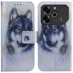 For Tecno Pova 6 Pro / Pova 6 Coloured Drawing Flip Leather Phone Case(White Wolf)