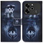 For Tecno Pova 6 Pro / Pova 6 Coloured Drawing Flip Leather Phone Case(Wolf and Dog)