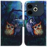 For Tecno Pova 6 Neo Coloured Drawing Flip Leather Phone Case(Oil Painting Owl)
