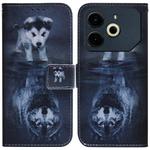 For Tecno Pova 6 Neo Coloured Drawing Flip Leather Phone Case(Wolf and Dog)