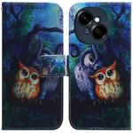 For Tecno Spark Go 1 / Pop 9 Pro Coloured Drawing Flip Leather Phone Case(Oil Painting Owl)