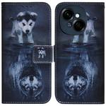 For Tecno Spark Go 1 / Pop 9 Pro Coloured Drawing Flip Leather Phone Case(Wolf and Dog)
