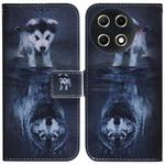 For Tecno Camon 30S / Camon 30S Pro Coloured Drawing Flip Leather Phone Case(Wolf and Dog)