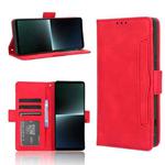 For Sony Xperia 1 V Skin Feel Calf Texture Card Slots Leather Phone Case(Red)