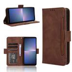 For Sony Xperia 5 V 2023 Skin Feel Calf Texture Card Slots Leather Phone Case(Brown)