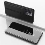 For Redmi Note 12 4G Global Plated Mirror Horizontal Flip Leather Phone Case with Holder(Black)