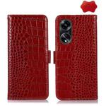 For OPPO A1 5G Crocodile Top Layer Cowhide Leather Phone Case(Red)